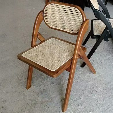 Folding chair wood with rattan wicker