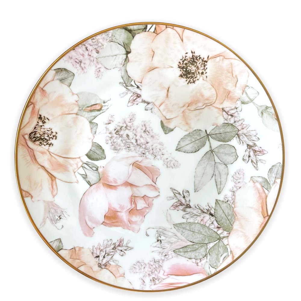 Rose Flower goldrim porcelain underplate 30.7 cm