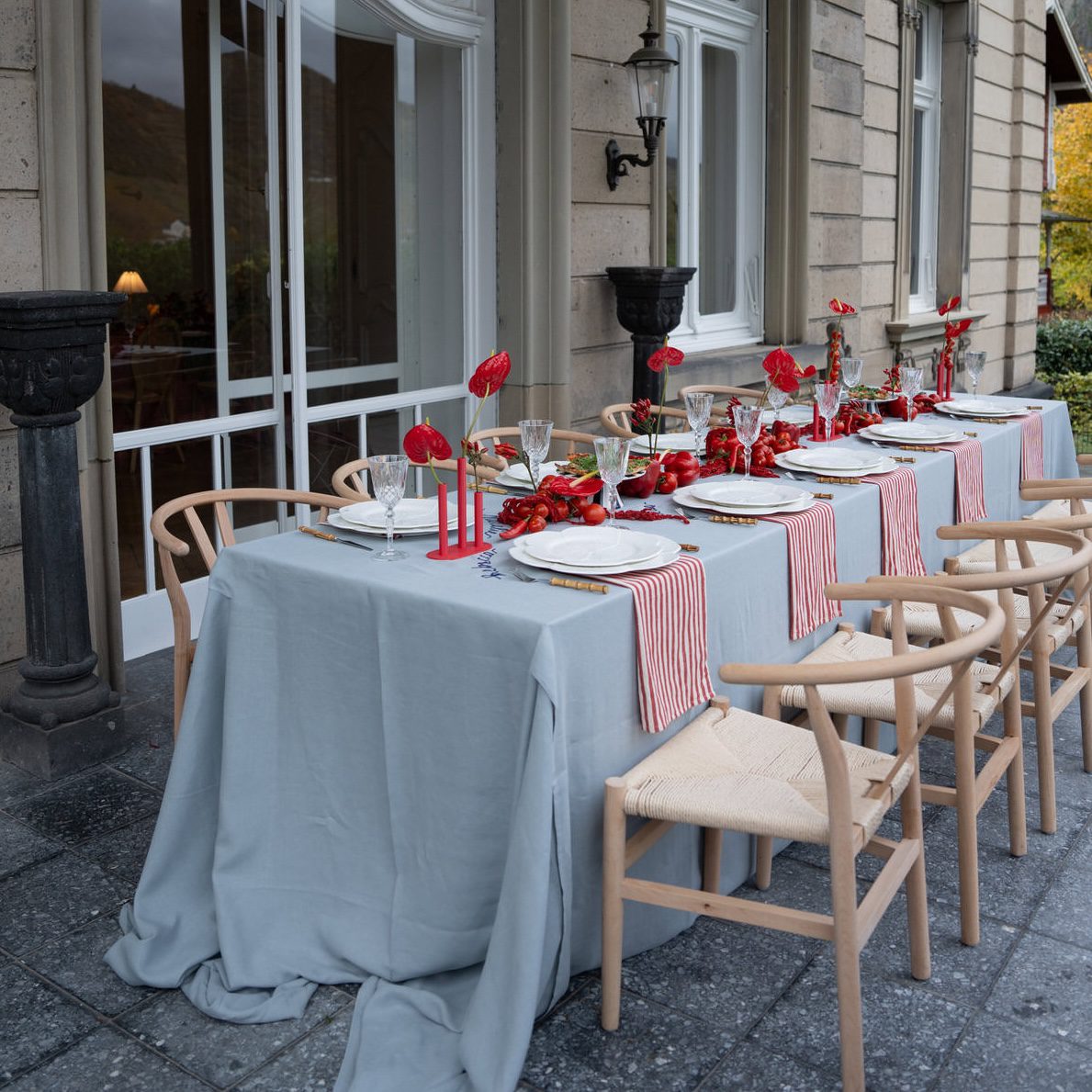 Linen tablecloth in light steel blue | 350x250 cm - Image 2