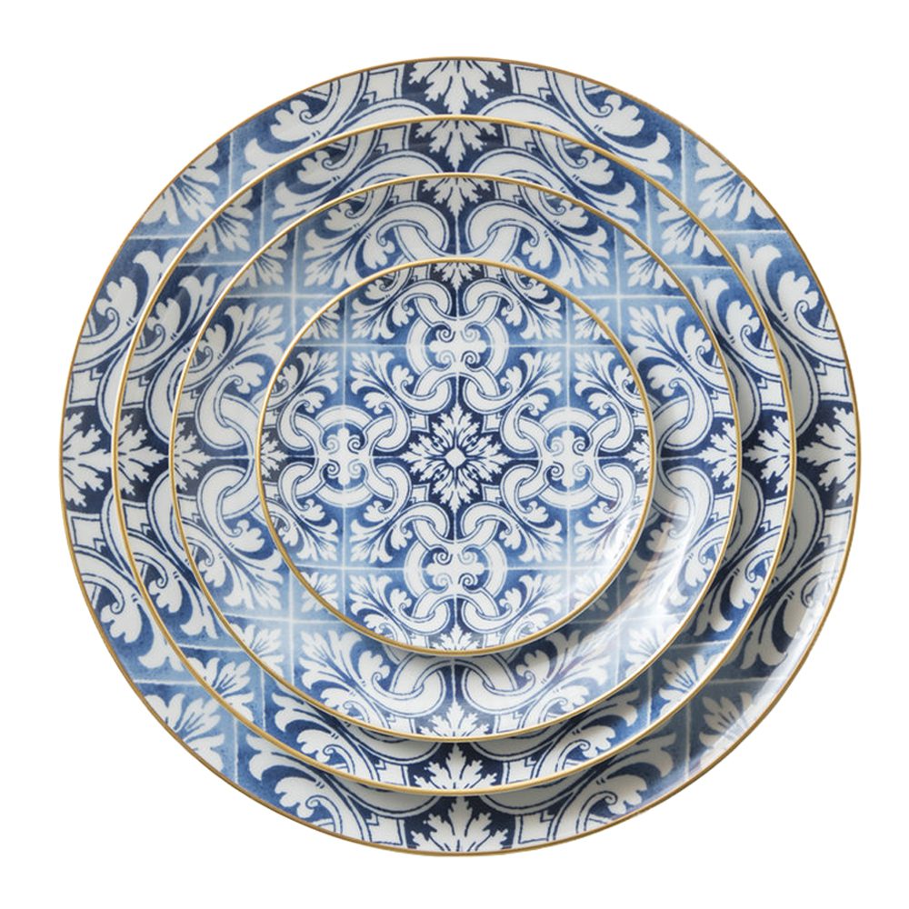 4-piece porcelain plate set Portuguese