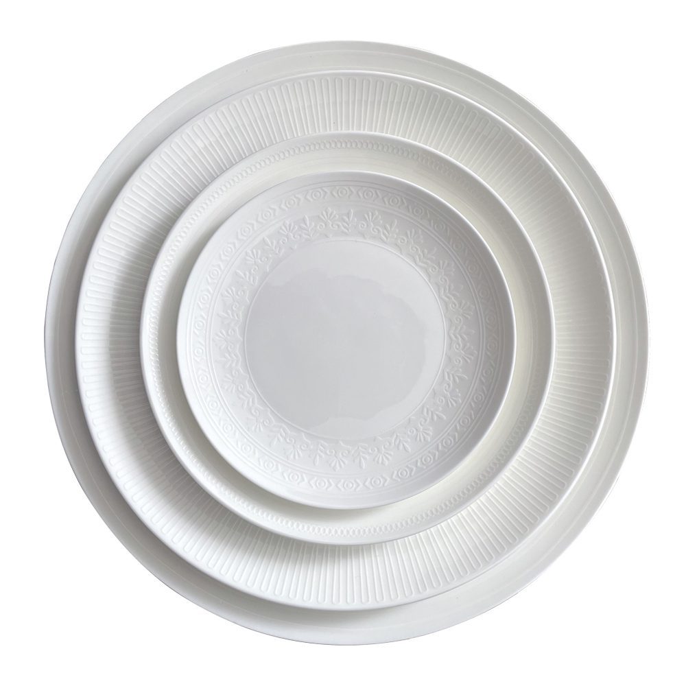 4 Piece Porcelain Plate Set Pure Filigree Relief