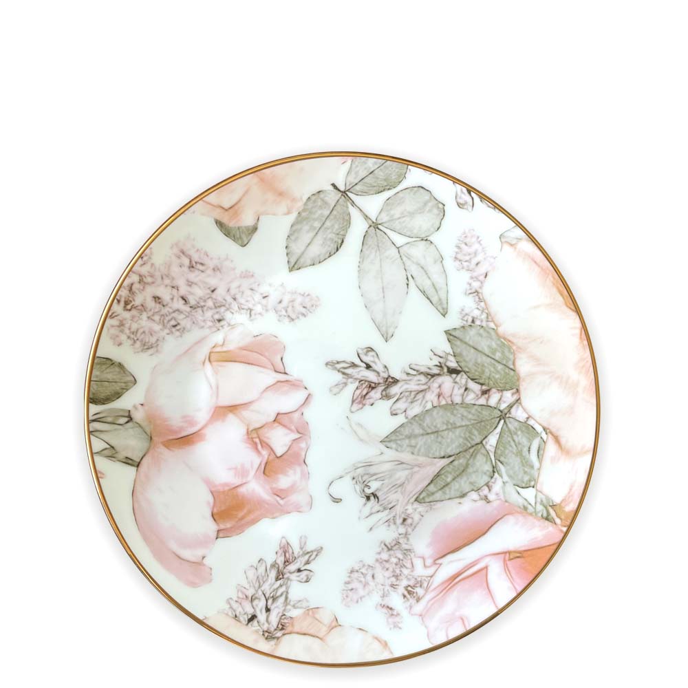 Rose Flower gold rim porcelain dinner plate 26.7 cm