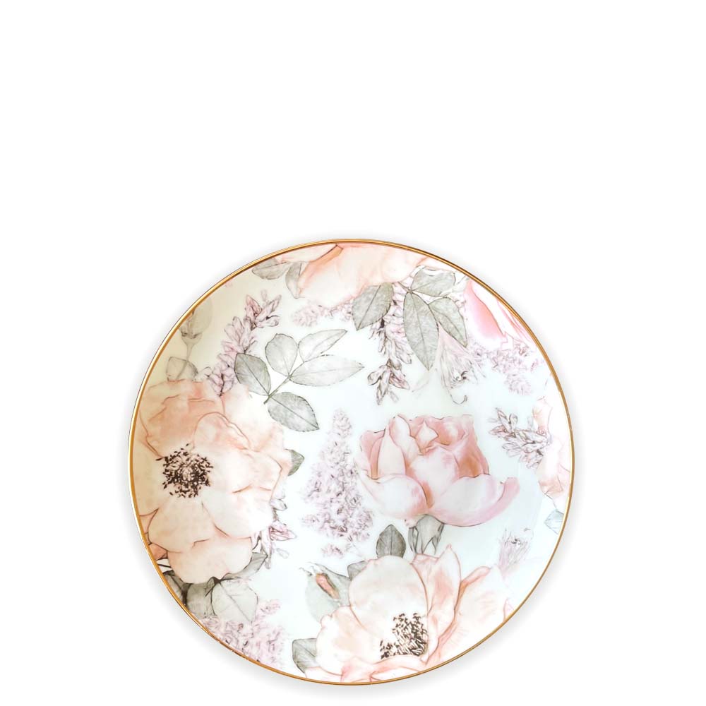 Rose Flower goldrim porcelain appetizer plate / dessert plate 20.2 cm