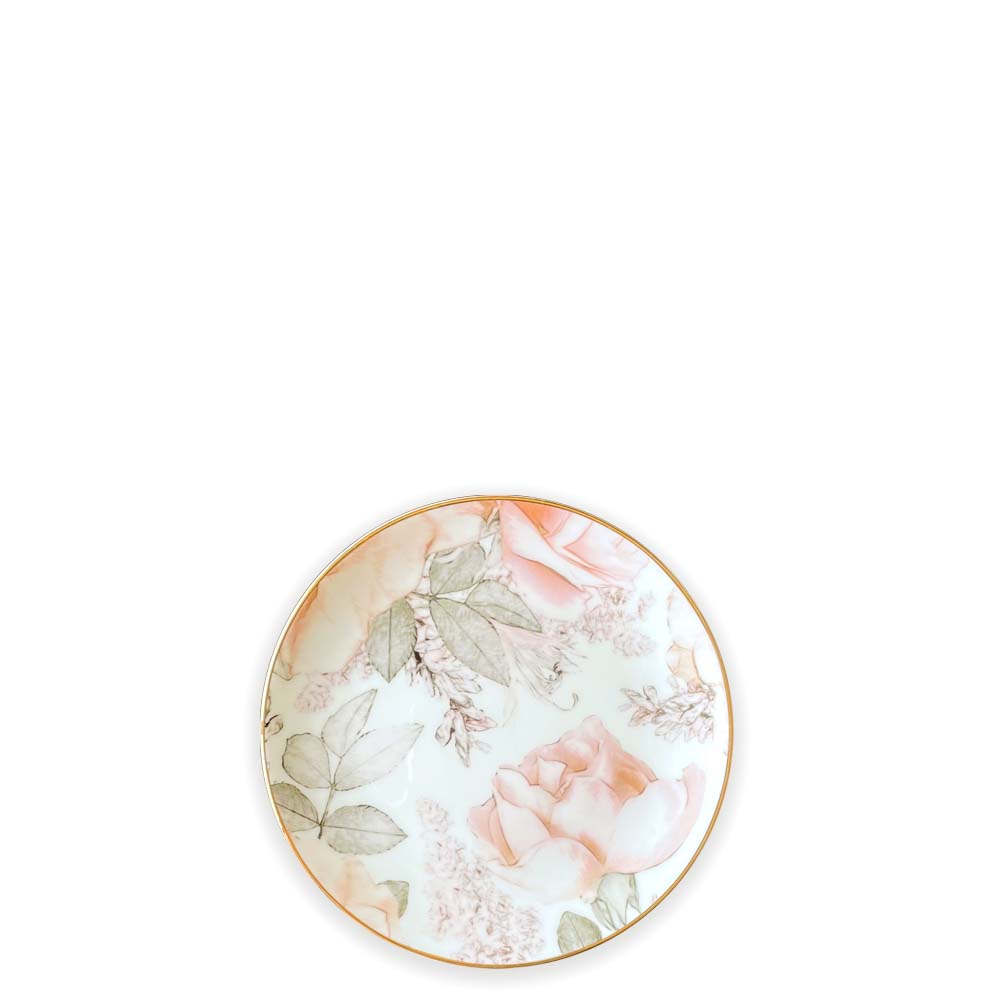 Rose Flower goldrim porcelain bread plate 16.5cm