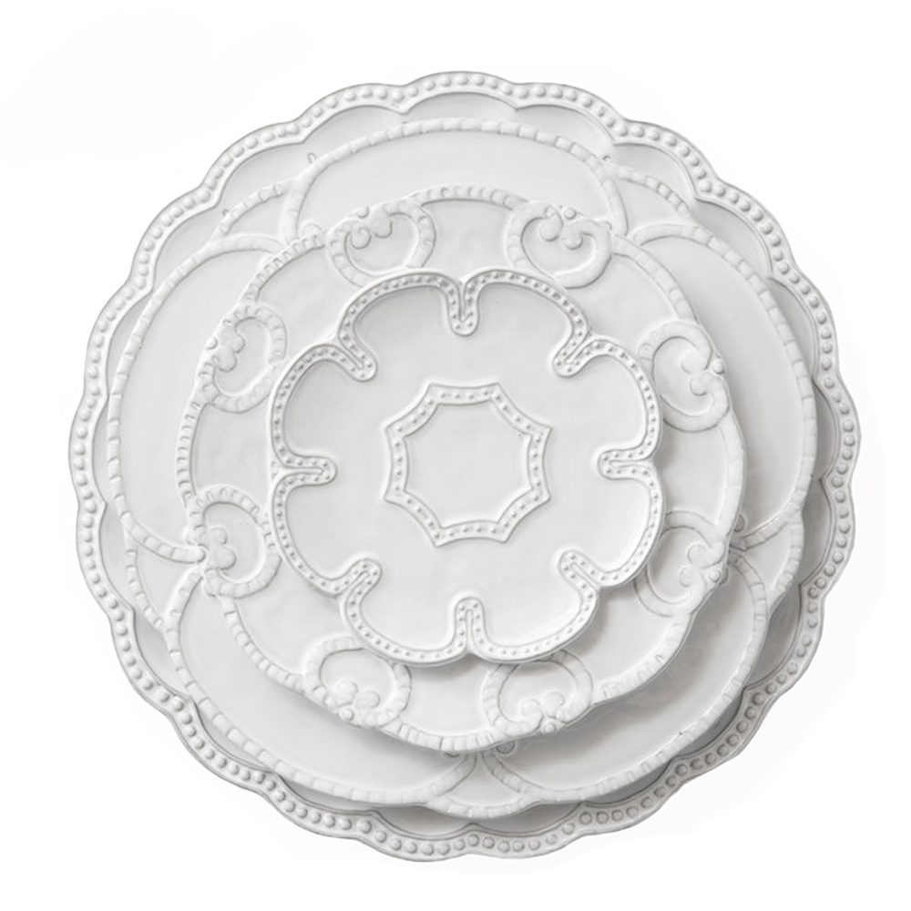 4-piece porcelain plate set: Royal Flower White