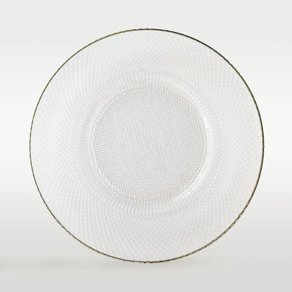 Golden Sparkle Glass Underplate with Gold Rim ⌀ 32.7cm