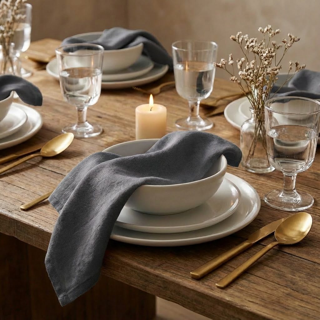 Linen napkins in graphite grey - Image 2