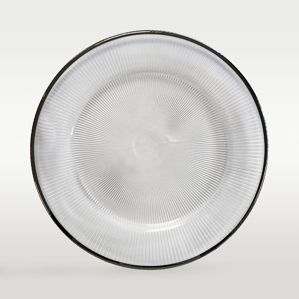 Glass underplate with silver rim fluted ⌀ 33cm