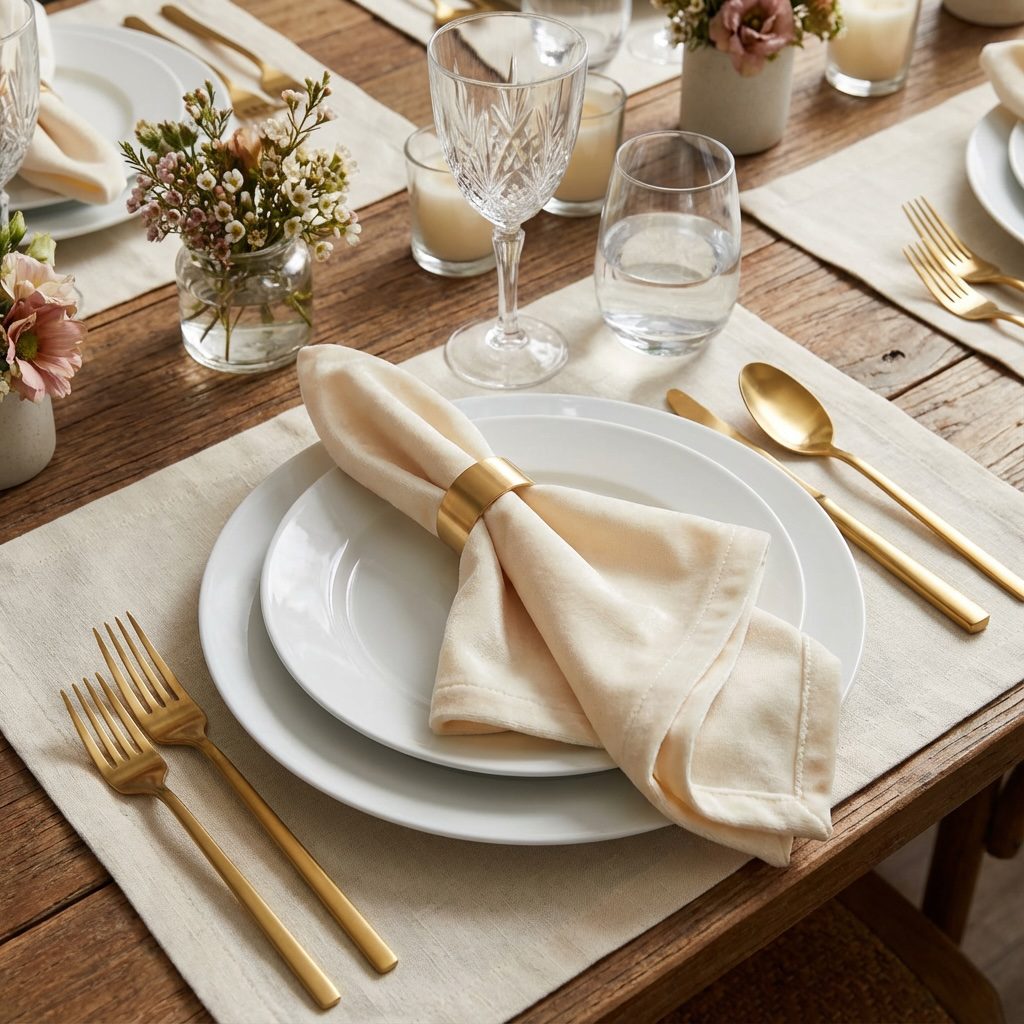 Velvet / Velour Cloth Napkin in Vanilla Ice - Image 2