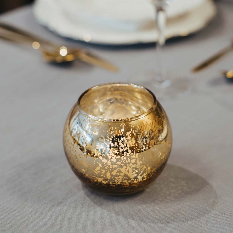 Speckled Golden Spherical Tealight Holders - Image 3