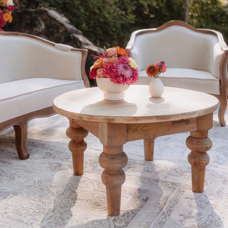 Louis Collection: Beistelltisch aus Holz washed look Ø 80cm Höhe 45cm