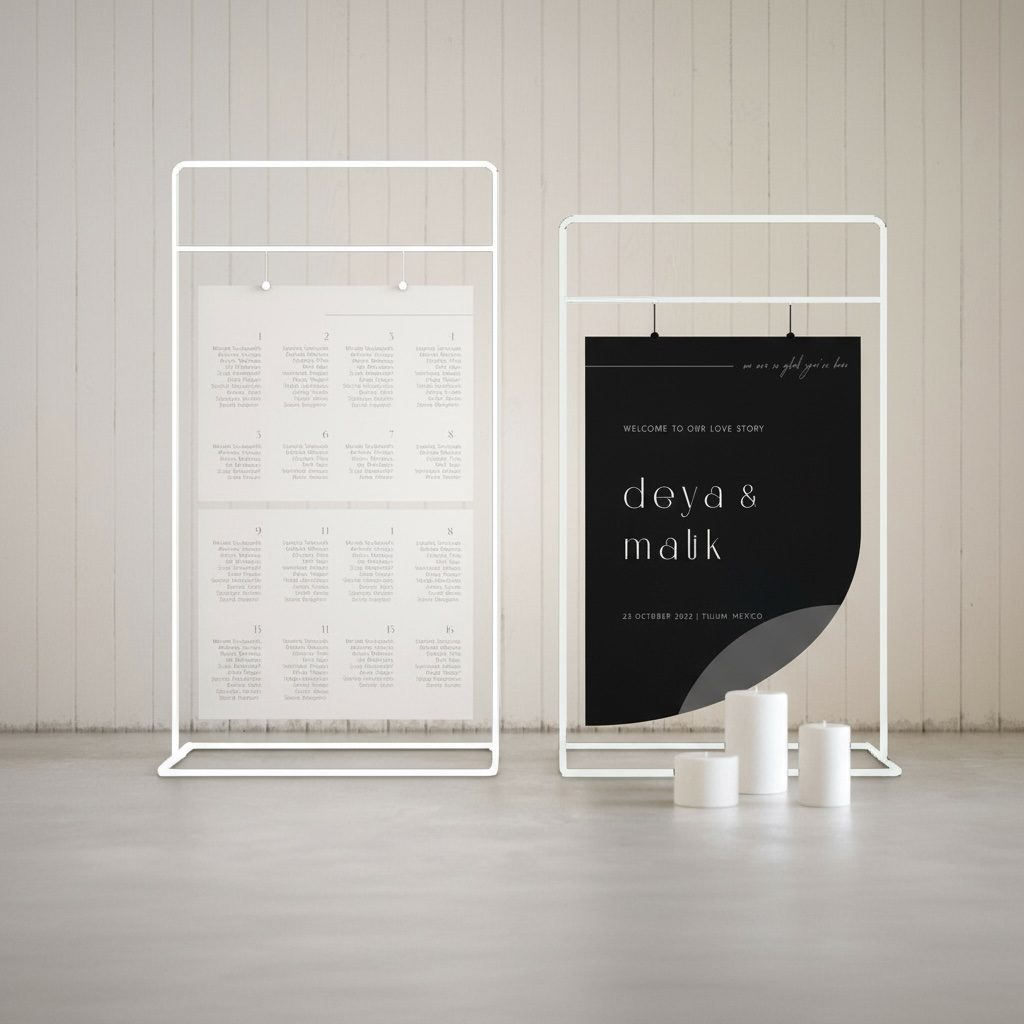 Rahmen für Sitzplan 200x80cm weiß