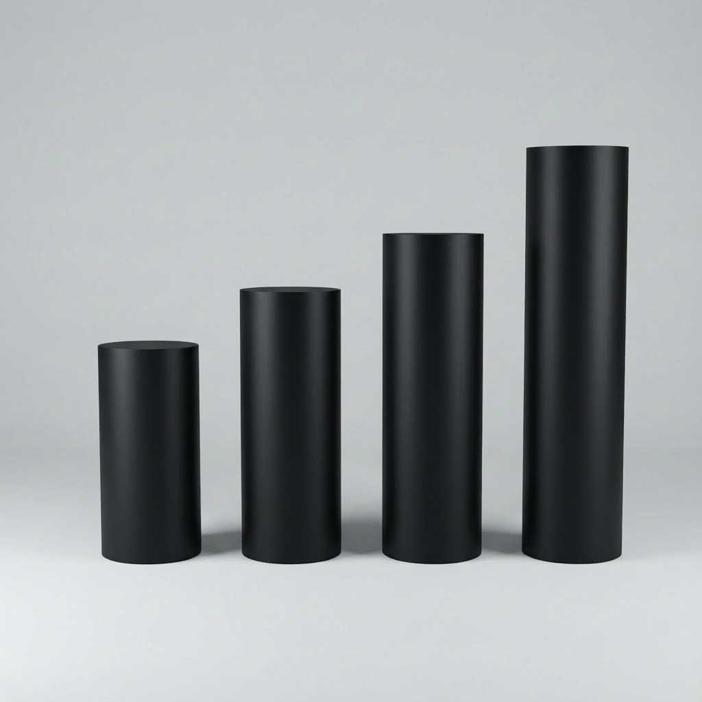 Column set round black 4 pieces
