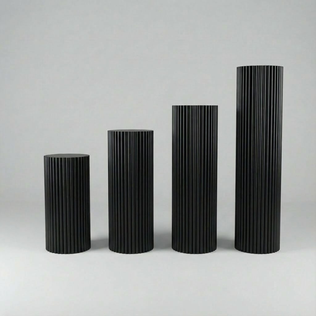 Column round fluted black 80cm - Image 2